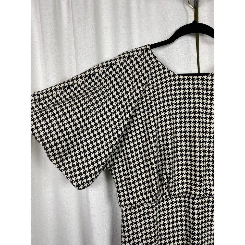 Zara Black&White Houndstooth Balloon Sleeve Blogger Favorite Midi Dress Sz.L - Picture 10 of 16